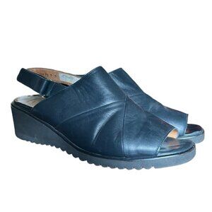 Salamander Open Toe Wedge Sandals US 9.5-10 Navy Blue